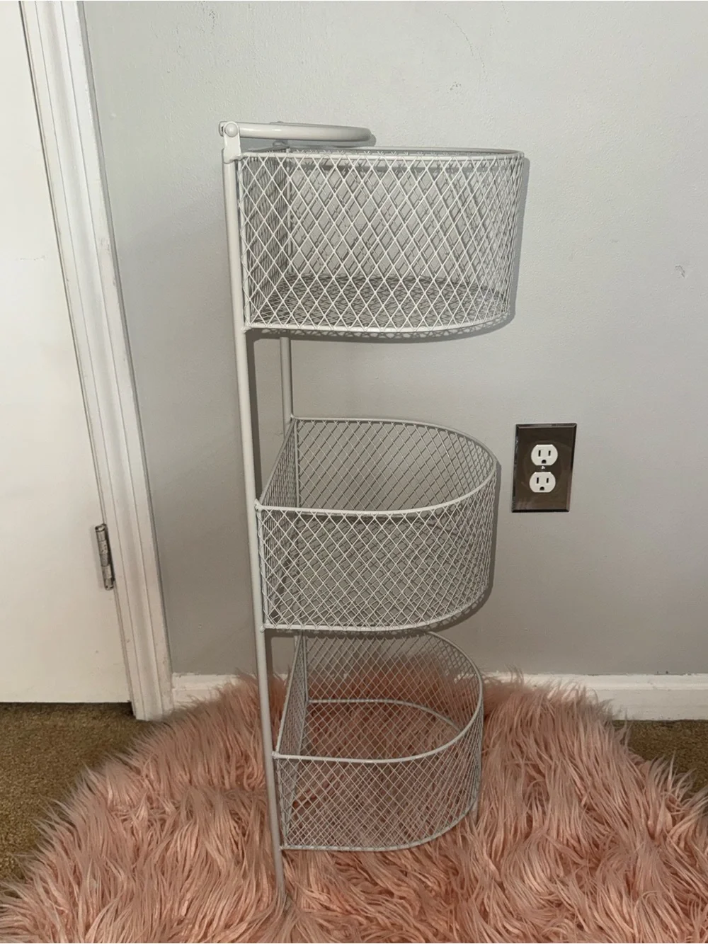 Like new, light grey 3 tier metal storage organizer